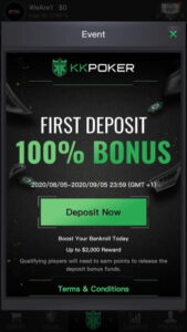 Bonus za vklad KKPoker