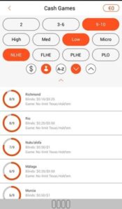 partypoker Mobile Cash-Lobby