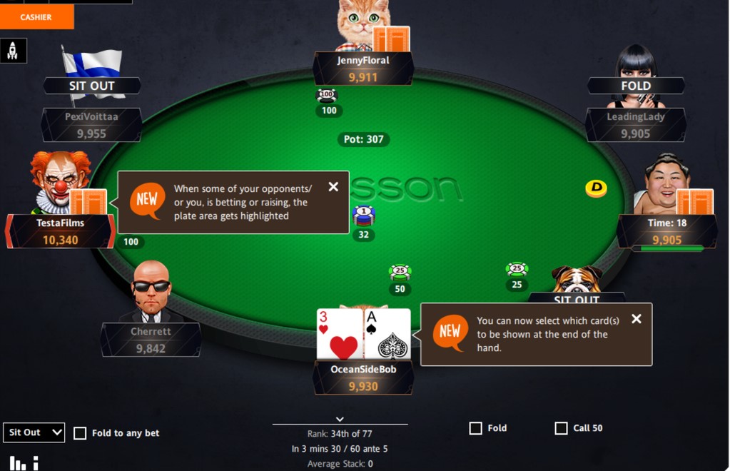 Betsson user interface