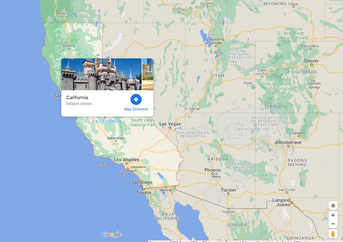 Californie sur Google Maps