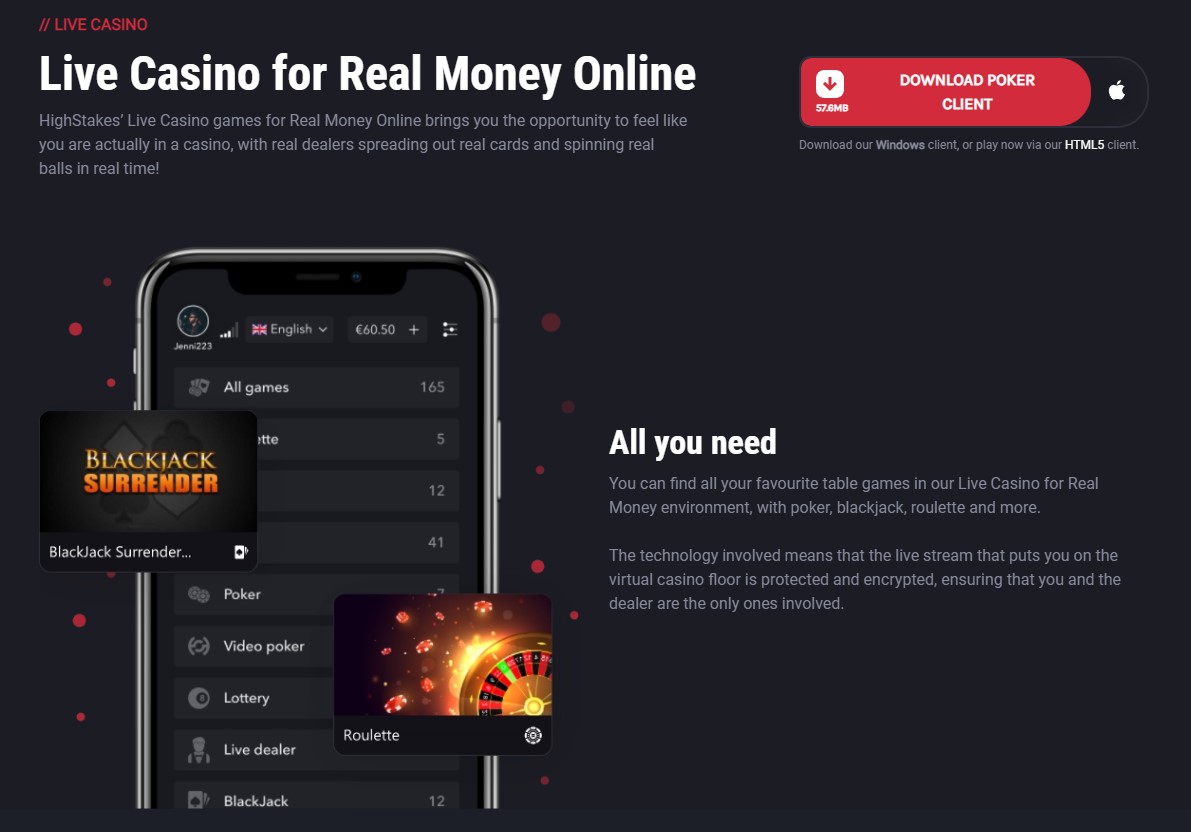 Live Casino in high stakes poker