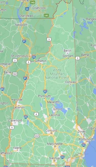 New Hampshire na mapach Google