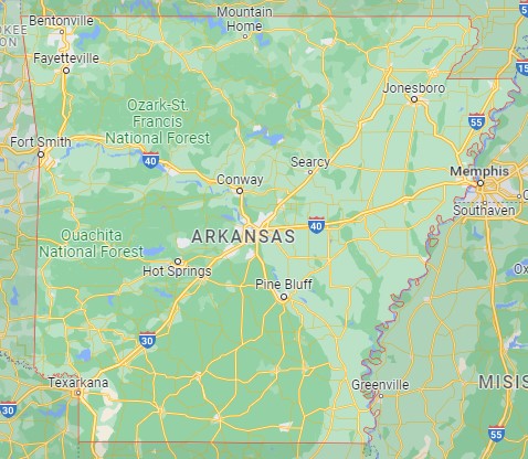 Arkansas, US in Google maps