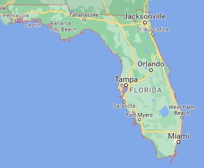 Bundesstaat Florida, wie in Google Maps angezeigt