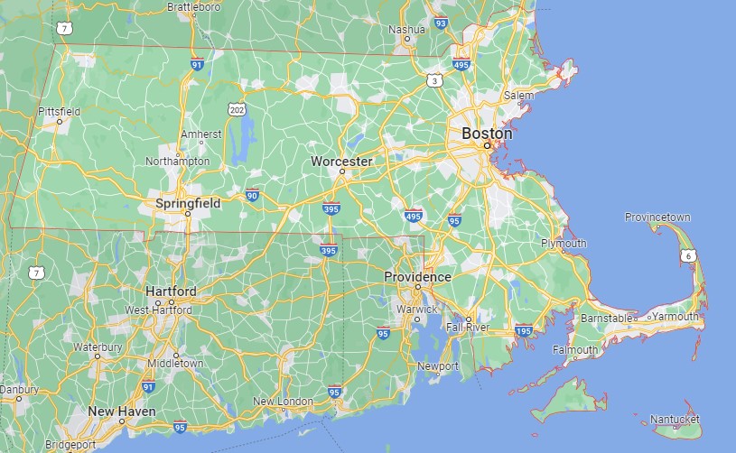 グーグルマップでマサチューセッツ