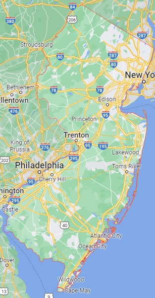 New Jersey w Mapach Google