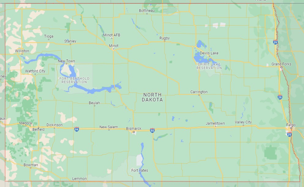 Il Nord Dakota nelle mappe di Google