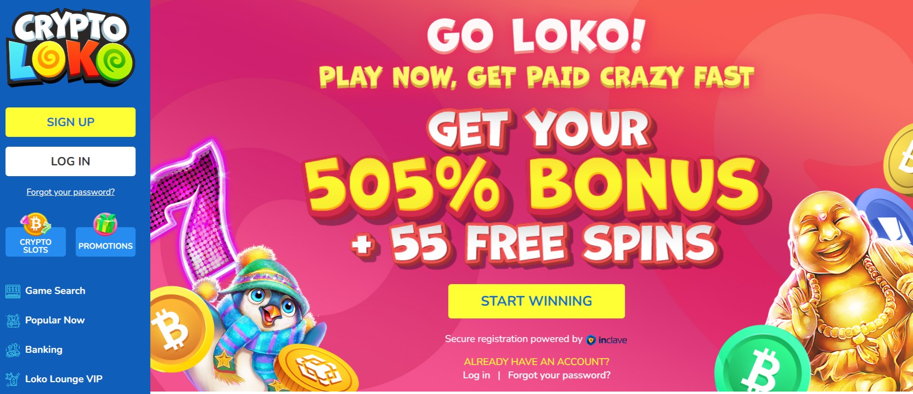 Crypto loko homepage screenshot
