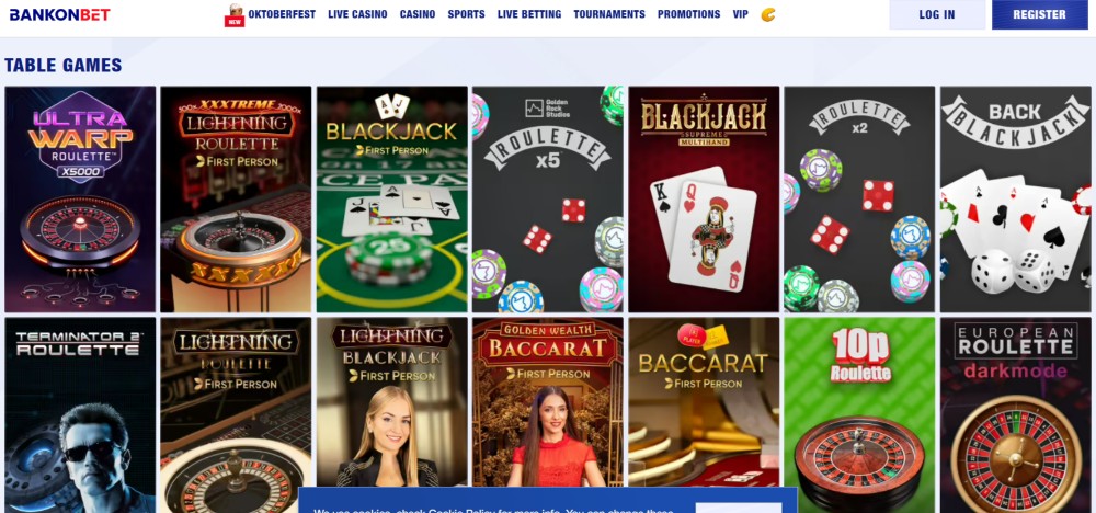 Bankon bet casino - Table games