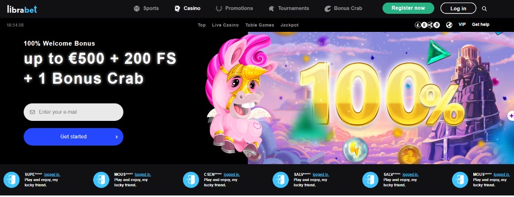 LibraBet Casino homepage screenshot